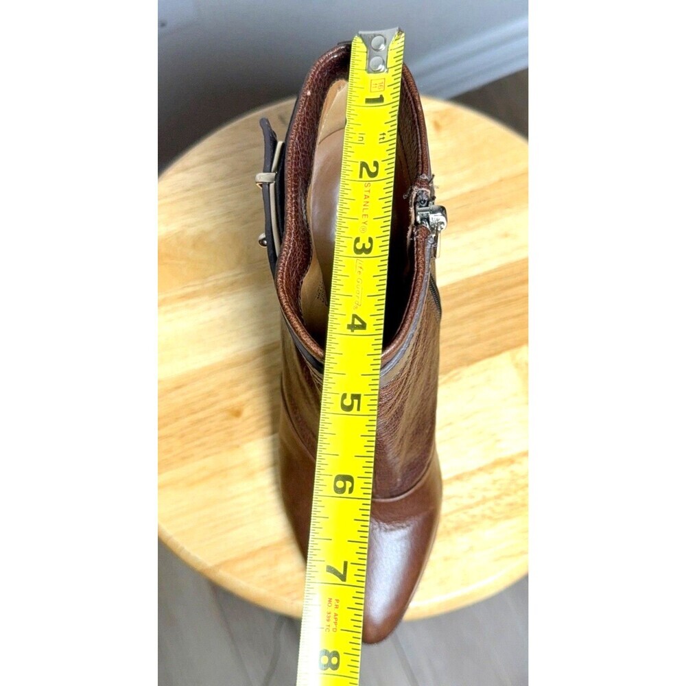 Coach Melody Leather Wedge Ankle Boots Brown Almond Toe Zip Size 7B - Picture 13 of 14